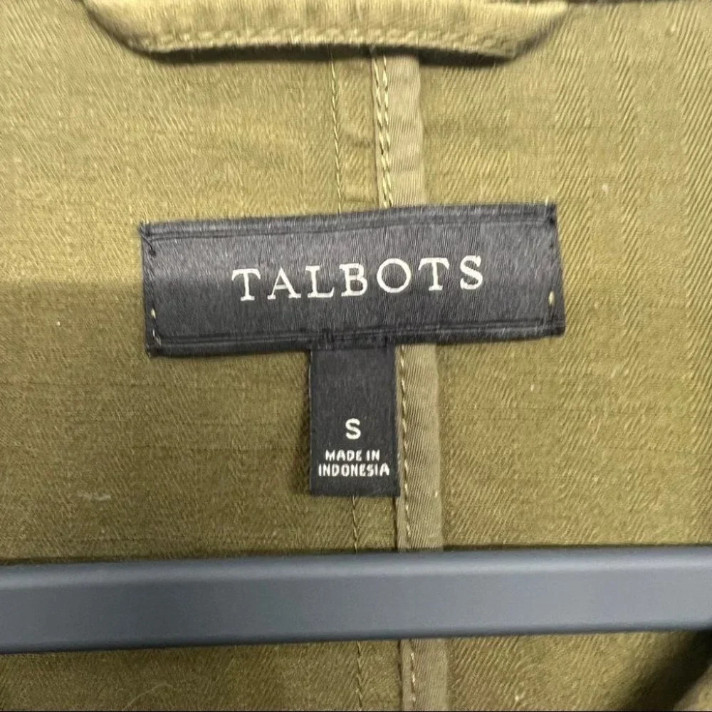 Talbots Cotton Cargo Safari Jacket Green S Lightwight - Picture 3 of 5